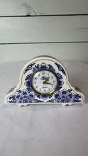 Load and play video in Gallery viewer, Delft Dial Clock - Blue &amp; White Clock for Mantelpiece or Shelf
