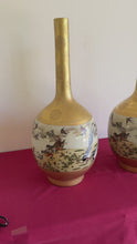 Load and play video in Gallery viewer, 1990s Vintage Japanese Kutani Porcelain Tall Vases - Set of 2, Signed by Artist
