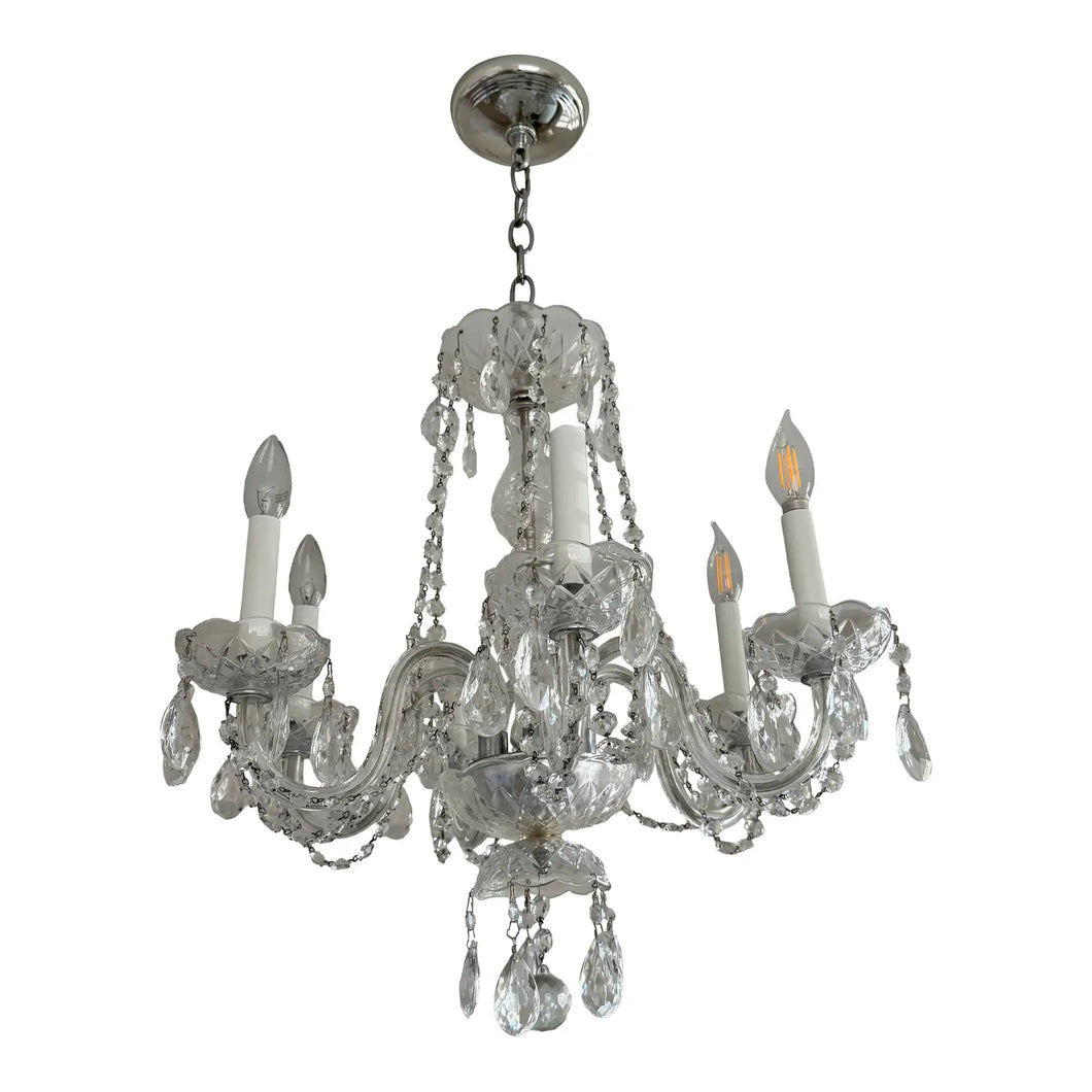 Vintage 1960s Crystal Chandelier - 6 Arm