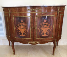 Load image into Gallery viewer, Antique Louis XV Demi Lune Marble Top Credenza
