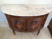 Load image into Gallery viewer, Antique Louis XV Demi Lune Marble Top Credenza
