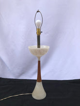 Load image into Gallery viewer, Vintage Mid-century Modern Alabaster and Wood Table Lamp
