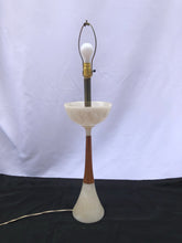 Load image into Gallery viewer, Vintage Mid-century Modern Alabaster and Wood Table Lamp
