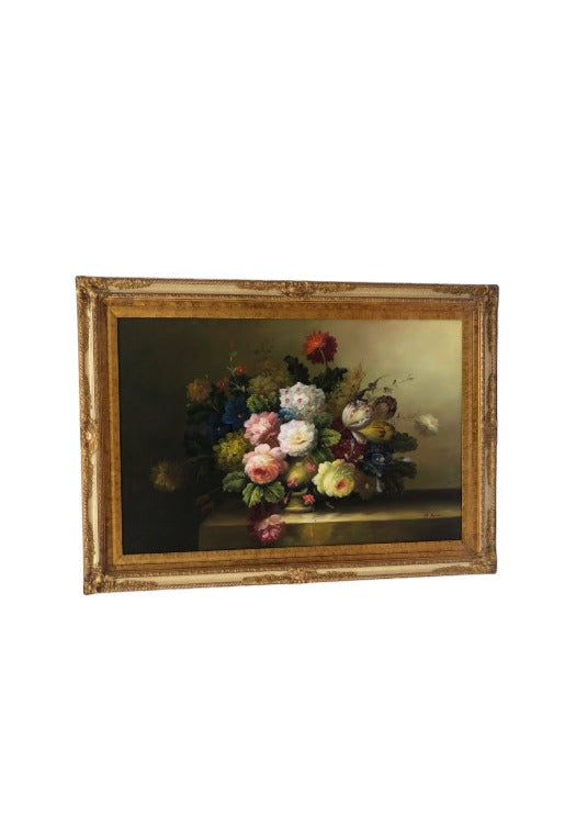 Still Life of Flowers, Oil on Canvas by M. Aaron