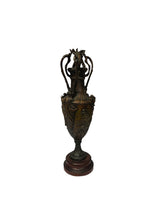 Load image into Gallery viewer, Antique Dark Brass Urn with Wood Base
