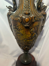 Load image into Gallery viewer, Antique Dark Brass Urn with Wood Base
