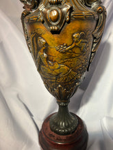 Load image into Gallery viewer, Antique Dark Brass Urn with Wood Base
