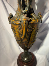 Load image into Gallery viewer, Antique Dark Brass Urn with Wood Base
