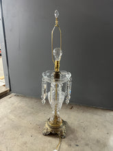 Load image into Gallery viewer, Vintage Lamp with Glass and Brass Base
