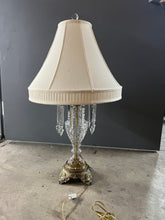 Load image into Gallery viewer, Vintage Lamp with Glass and Brass Base
