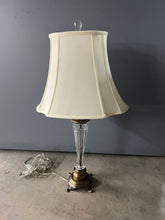 Load image into Gallery viewer, Antique Glass &amp; Brass Table Lamp
