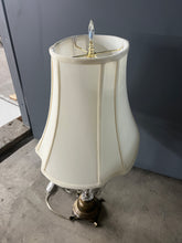 Load image into Gallery viewer, Antique Glass &amp; Brass Table Lamp
