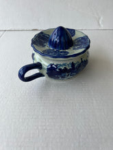 Load image into Gallery viewer, 1920s Vintage Ironstone Citrus Juicer Squeezer Blue &amp; White Porcelain Pottery
