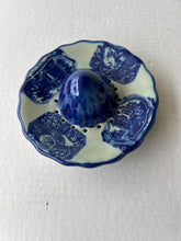 Load image into Gallery viewer, 1920s Vintage Ironstone Citrus Juicer Squeezer Blue &amp; White Porcelain Pottery
