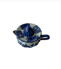 Load image into Gallery viewer, 1920s Vintage Ironstone Citrus Juicer Squeezer Blue &amp; White Porcelain Pottery
