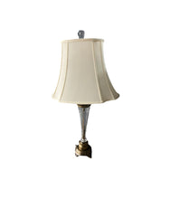 Load image into Gallery viewer, Antique Glass &amp; Brass Table Lamp
