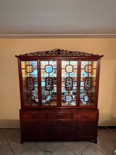 Load image into Gallery viewer, Antique Rosewood China Cabinet With Chinese Ming Carvings
