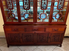 Load image into Gallery viewer, Antique Rosewood China Cabinet With Chinese Ming Carvings
