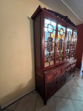 Load image into Gallery viewer, Antique Rosewood China Cabinet With Chinese Ming Carvings
