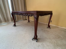 Load image into Gallery viewer, Antique Rosewood Dining Table, Chinese Carved, With 8 Chairs and Two Extension Leaves
