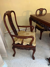 Load image into Gallery viewer, Antique Rosewood Dining Table, Chinese Carved, With 8 Chairs and Two Extension Leaves
