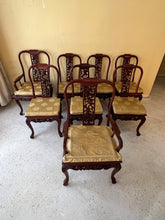 Load image into Gallery viewer, Antique Rosewood Dining Table, Chinese Carved, With 8 Chairs and Two Extension Leaves
