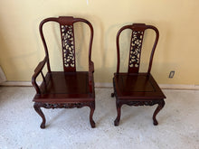 Load image into Gallery viewer, Antique Rosewood Dining Table, Chinese Carved, With 8 Chairs and Two Extension Leaves
