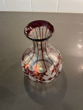 Load image into Gallery viewer, Vintage Ruby Red Bohemian Glass Vase with Grape Vine design
