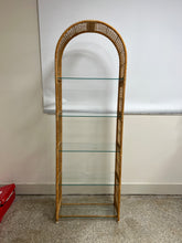 Load image into Gallery viewer, Boho Chic, Vintage Coastal Rattan Etagere Bookshelf
