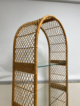 Load image into Gallery viewer, Boho Chic, Vintage Coastal Rattan Etagere Bookshelf
