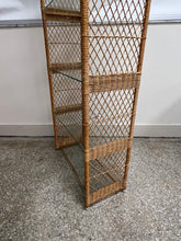 Load image into Gallery viewer, Boho Chic, Vintage Coastal Rattan Etagere Bookshelf
