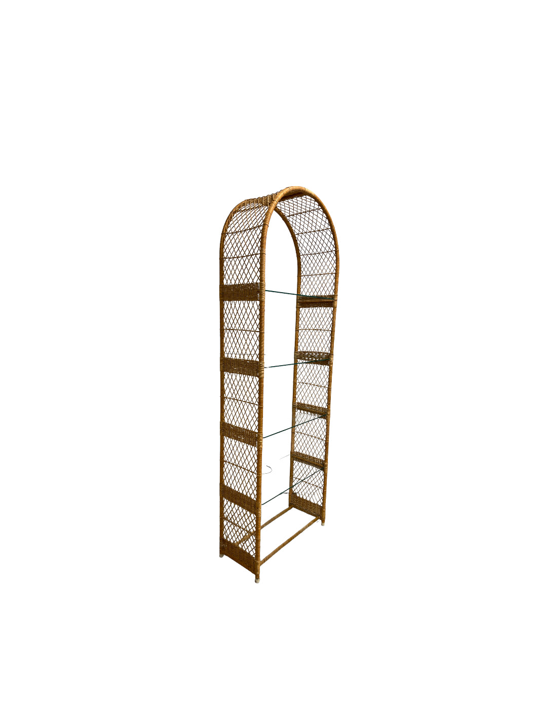 Boho Chic, Vintage Coastal Rattan Etagere Bookshelf