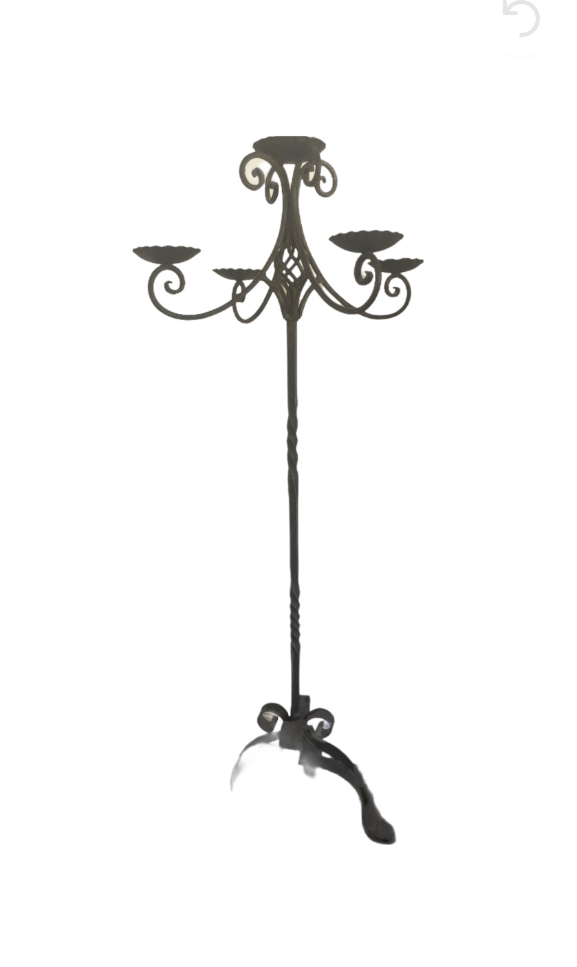 Wrought Iron 5 Arm Floor Candelabra