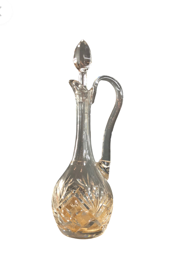 Handled Wine Decanter Chantilly Clear by St. Louis Crystal