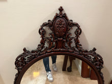 Load image into Gallery viewer, Antique Oval Mirror with Wood Frame
