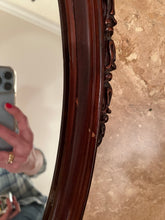 Load image into Gallery viewer, Antique Oval Mirror with Wood Frame
